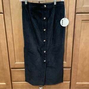 NWT STAUD Black Velvet Monet Skirt with Stylish buttons Size 6